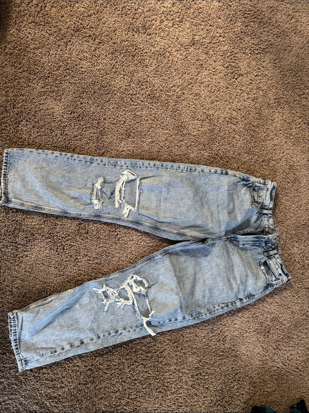 American Eagle Outfitters Light Blue Distressed Straight Leg Jeans - Women